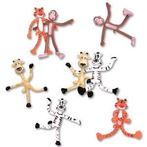com Dozen Fun Toys Bendable Zoo Animals Giraffes, Tigers, Monkeys 