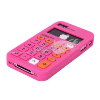 Hot Pink Calculator style Soft Silicone Skin Case Cover for Apple 
