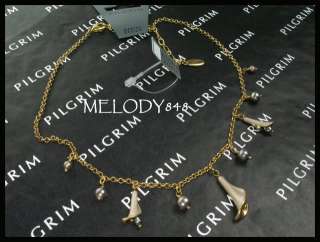 PILGRIM Charm Necklace CALLA LILY Enamel & Freshwater Pearls BNWT VERY 