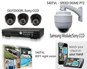 4ch CCTV with 8 ch DVR home security camera system+speed dome PTZ 