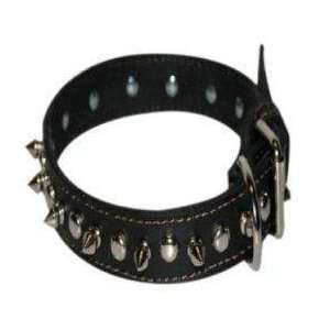  Top Dog Spiked Black Leather Dog Collar 1 x 20 inches: Pet 