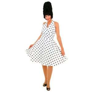  50s Rock & Roll White/Black Polka Dot Fancy Dress Size US 