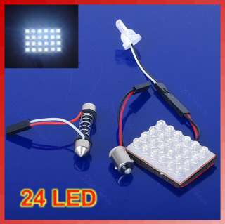 24 LED SMD Interior Room Dome Door Car Light Panel Lamp Bulb White 
