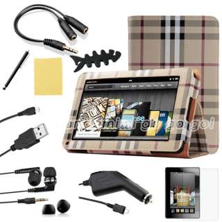 For Kindle Fire PU Leather Cover Case /Car Charger/USB Cable/Screen 