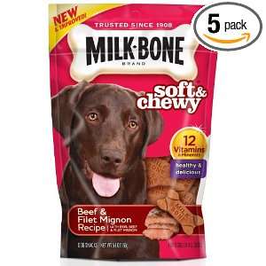 Milk Bone Chewy Treats Filet Mignon Flavor, 5.65 Ounce (Pack of 5 