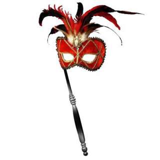 Venetian Mask with Stick   Red.Opens in a new window