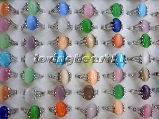   jewelry 20pcs Multicolored cat eye stone silver P Fashion rings  