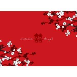  fatfatin White Sakuras Chinese Wedding Invitation Greeting 