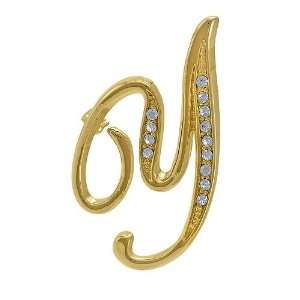   Tone Initial Letter Brooch Pin   Y   Womens Brooches & Pins: Jewelry