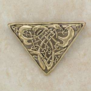 Triangular Irish Celtic SWANS Bronze Brooch   Made in Ireland  