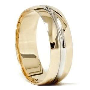    Mens 14k Gold Two Tone Brushed Wedding Ring Band New Jewelry