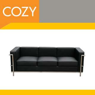 Italian Leather Couch Sofa Living Room Stainless Steel  