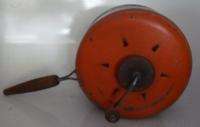 Vintage Antique Crank style stove top Popcorn Popper   orange lid 
