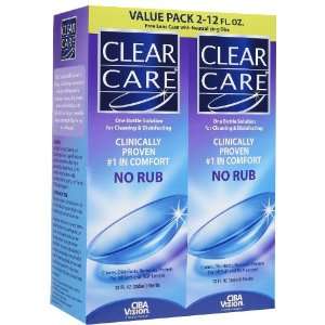Clear Care One Bottle Solution, for Cleaning & Disinfecting, No Rub, 2 