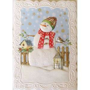 Carol Wilson Snowman with Lantern Christmas Greeting Card