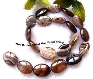 Coffee Stripe Agate 15x20mm Flat Oval loose Beads 15  