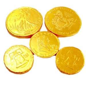 Chocolate Foil Coins   Gold   Assorted, 5 lb bag  Grocery 
