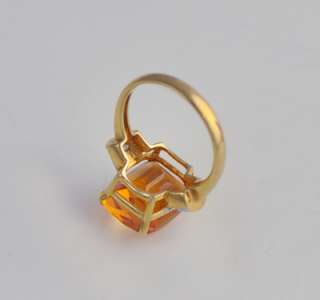 14k Yellow Gold Genuine Orange Citrine Diamond Ring  
