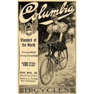  1897 Ad Columbia Bicycles Helmet Fashion Hartford Bike 
