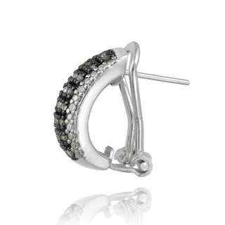 925 Silver 1/2ct Black Diamond Half Hoop Earrings  