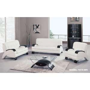  Global Furniture Contemporary White Leather 3Pc Living Room 