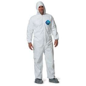 Disposable Elastic Wrist, Bootie & Hood White Tyvek Coverall Suit 