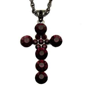   Vintage Style Dark Purple Crystal   Costume Cross Necklace: Jewelry