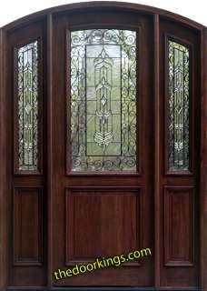Mahogany Exterior Entry Door Arch Radius Top Iron  
