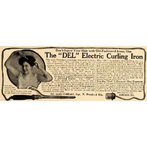  1909 Ad Del Electric Curling Heat Iron Hair Salon Decor 