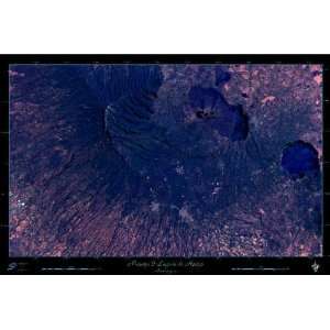 Masaya and Laguna de Apoyo, Nicaragua Satellite map/print art: 36x24 