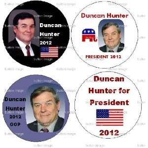  Set of 4 DUNCAN HUNTER for President 2012 Pinback Buttons 