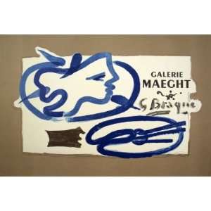 Galerie Maeght Lithograph by Georges Braque. Best Quality Art Poster Print. size 28.25 inches width by 20.5 inches height.