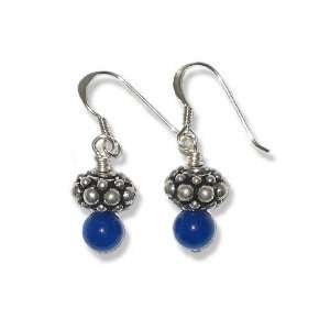  Silver Colbalt Blue Jade Earrings Jewelry