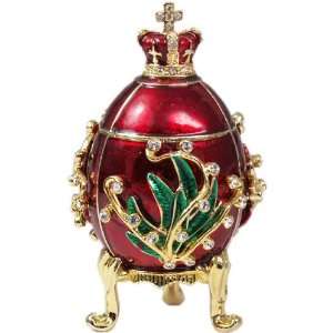  Faberge Red Easter Egg/Jevelry Box May Lily 3.25 (8.3cm 