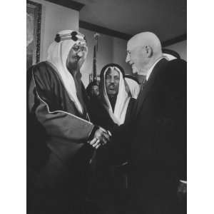  King Saud Ibn Abdul Aziz of Saudi Arabia Shaking Hands 