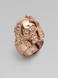 Alexander McQueen   Swarovski Crystal Accented Skull Barnacle Ring