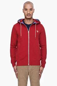 PAUL SMITH JEANS Red Zip Front Hoodie