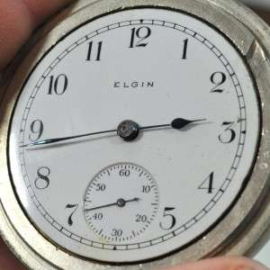 1910 Elgin BIG 18s Pocket Watch Silverode Case for Repair Train Track 