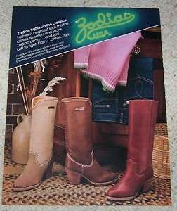 1981 Encore Zodiac USA fashion Western Cowboy Boots AD  