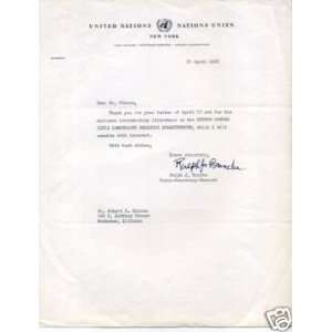  Ralph Bunche 1st Black Nobel Peace Prize Winner Signed 