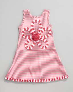 Striped Jersey Ruffled Flower Dress, Infant
