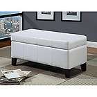 New White Faux Leather Storage Ottoman Bench SHIPS FREE   Lid doubles 