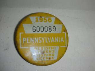 1956 Pennsylvania PA Fishing License Badge Pin (122)  