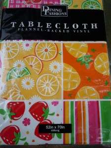 Tropical Fruit Picnic Vinyl Tablecloth 60 Round NEW  