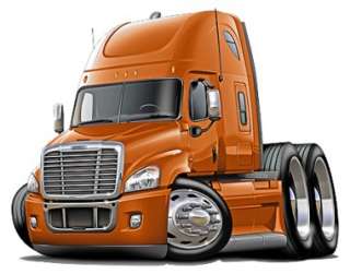 Freightliner Cascadia Semi Truck Cartoon Tshirt NEW  