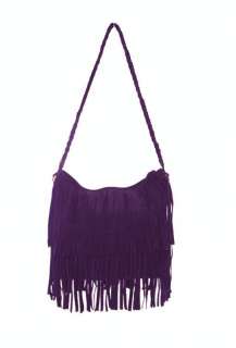 New Suede Fringe Tassel Shoulder Bag Womens Handbag  