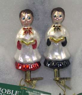 Retro CHOIR BOY Christmas Ornaments Nobel Gems Set of 2  