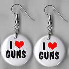GUNS I heart Love Earrings dangle Second Amendment 2nd nra gun  
