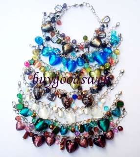 wholesale 12strands lampwork glass bead bracelets chain  