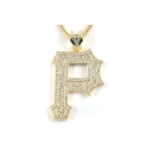 Wiz Khalifa Pittsburg P Iced Pendant Franco Chain Gold Clear